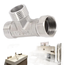 Metal plumbing T-fitting.