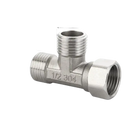 Metal T-shaped pipe fitting with dimensions.