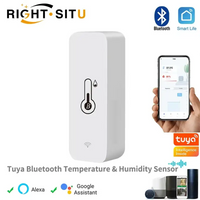 White Bluetooth temperature and humidity sensor.