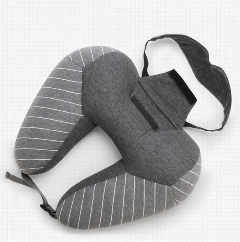 Comfy Gray Striped Travel Pillow Foam Pal