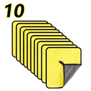 Ten yellow and gray cleaning cloths.