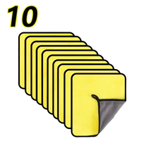 Ten yellow and gray cleaning cloths.