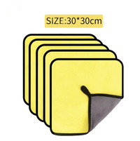 Five yellow cleaning cloths.