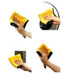 Yellow and black cleaning cloth.
