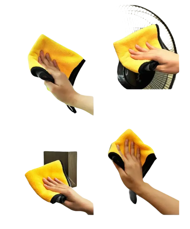 Yellow and black cleaning cloth.