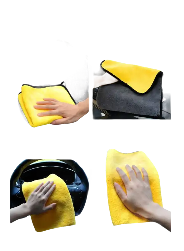 Yellow microfiber cleaning cloth.