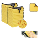 Yellow microfiber cleaning cloths.