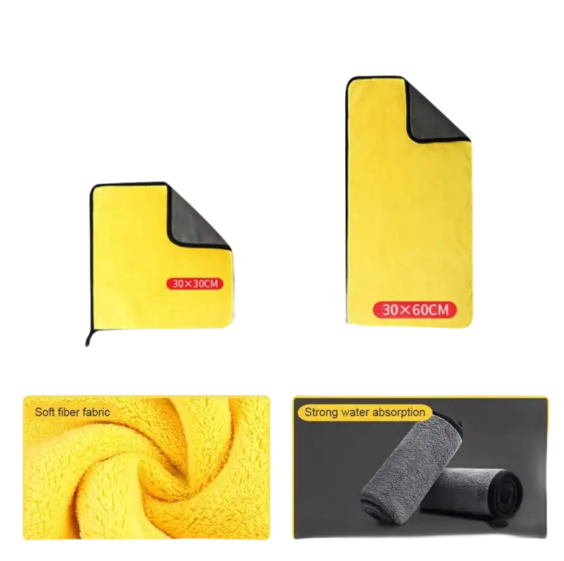 Yellow and gray microfiber towels.