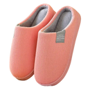 Pair of pink corduroy slippers.