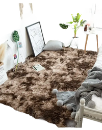 Brown and beige shag rug.