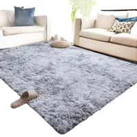Fluffy gray area rug.