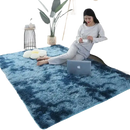 Blue shag rug.