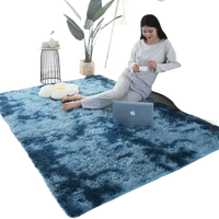 Blue shag rug.