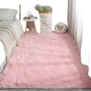 Pink fluffy rug.