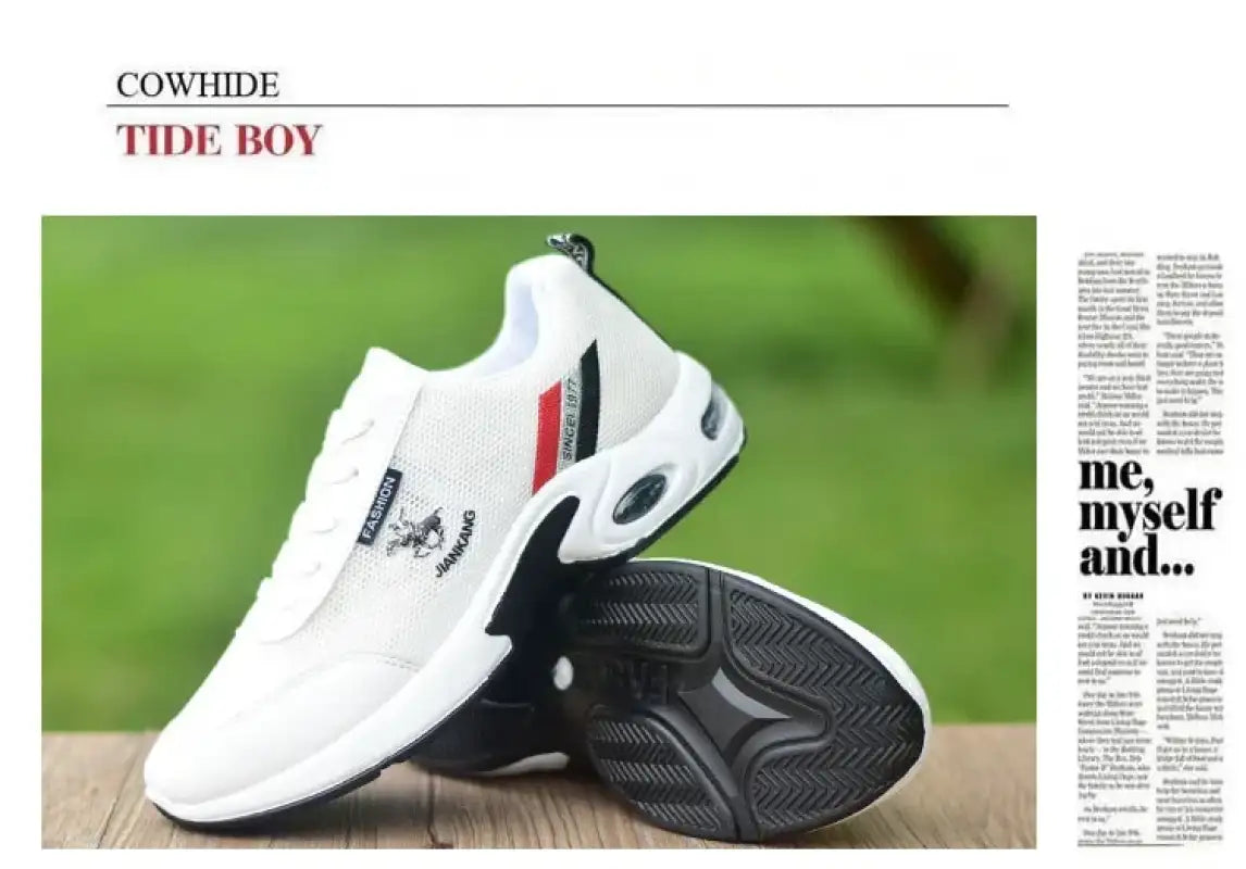 Brand Men’s Sneakers Versatile Air Cushion Running Shoes Men Platform Leather Vulcanized Shoes Breathable Men Casual