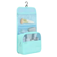 Aqua hanging toiletry bag.