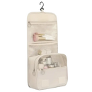 Hanging beige cosmetic bag.