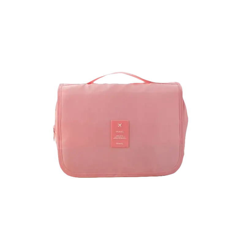 Pink travel toiletry bag.
