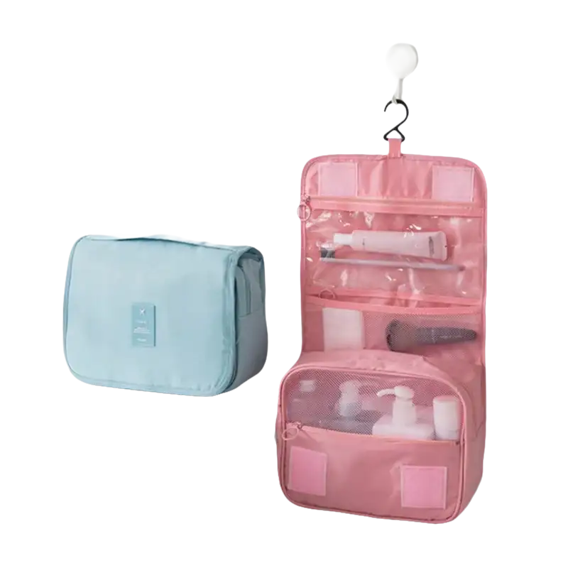 Two cosmetic travel bags.