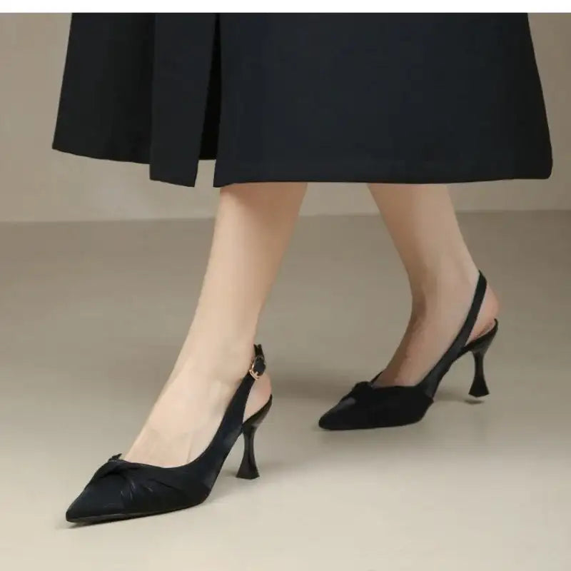 Lovely Black Slingbacks Women Pointed Toe Closed Summer