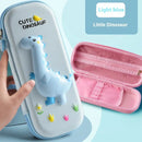 Leather Pencil Case Box - Light Blue Little Dinosaur