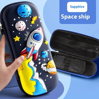 Leather Pencil Case Box - Sapphire Blue Spaceship