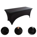 Black spandex tablecloth for Fiesta’s 2pack 6ft stretchfit table cover setup