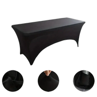 Black spandex tablecloth for Fiesta’s 2pack 6ft stretchfit table cover setup