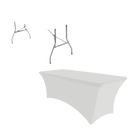 Folding black spandex table with trendy stretchfit table cover and dimensions