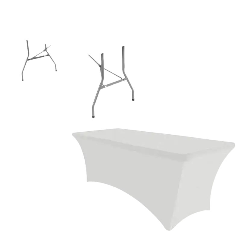 Folding black spandex table with trendy stretchfit table cover and dimensions