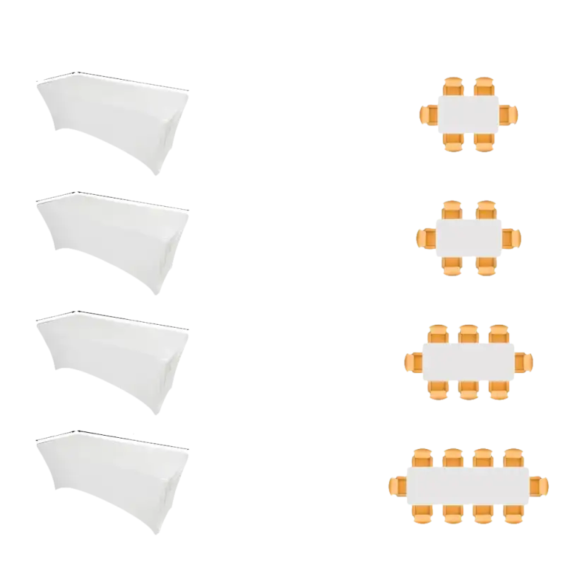 Table size guide for Wacky Black Spandex Table and Stretchfit Table Cover Fiesta