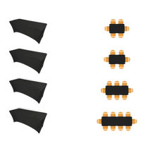 Table size guide for Wacky Black Spandex Table and Stretchfit Table Cover Fiesta