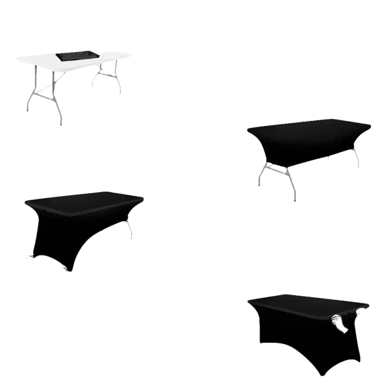 Simple fitting guide for the trendy Wacky Black Spandex Table Cover Stretchfit Table Cover