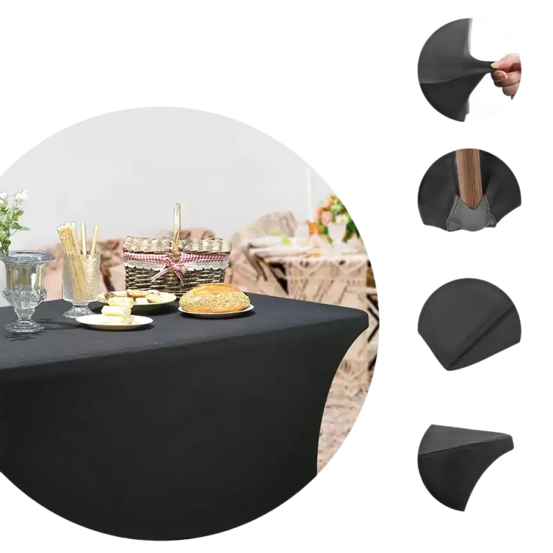 Black Spandex Table Cover for 6ft Stretchfit Table in the Wacky Black Spandex 2pack