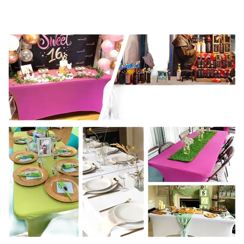 Black spandex table in various settings with Wacky Black Spandex Table and Stretchfit Table Cover Fiesta 2pack 6ft spandex