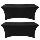 Two black spandex stretchfit table covers for 6ft tables from Wacky Black Spandex 2pack