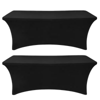 Two black spandex stretchfit table covers for 6ft tables from Wacky Black Spandex 2pack