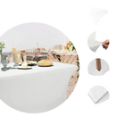 White stretchfit table cover on black spandex table for Fiesta 2pack 6ft spandex setup