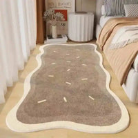 VIKAMA Fresh and Simple Wave Edge Shaped Rug Soft and Comfortable Sofa Mattress Bedside Rug Easy Care Cloakroom