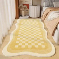 VIKAMA Fresh and Simple Wave Edge Shaped Rug Soft and Comfortable Sofa Mattress Bedside Rug Easy Care Cloakroom