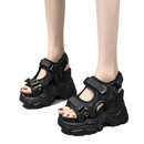 Black platform sandals.