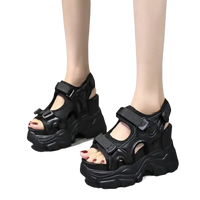 Black platform sandals.