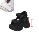 Black platform sandals.