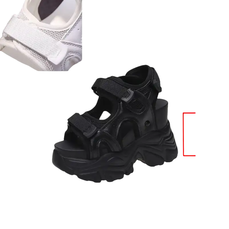 Black platform sandals.
