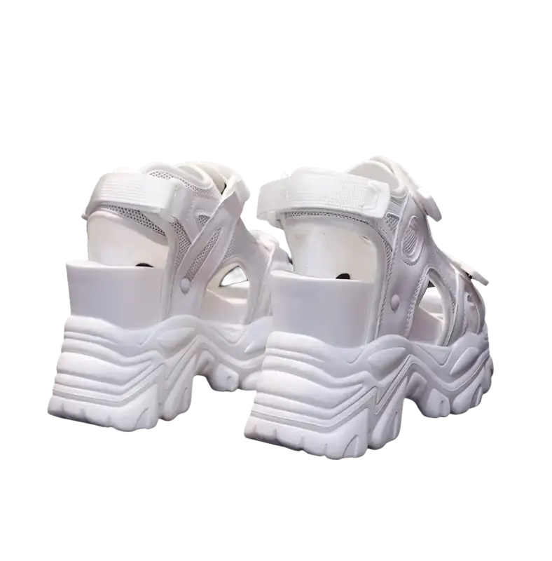White platform sandals.