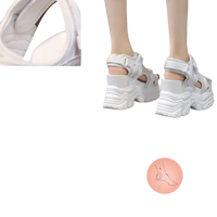 White platform sandals.