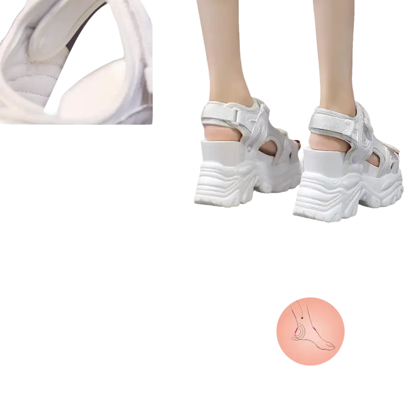 White platform sandals.