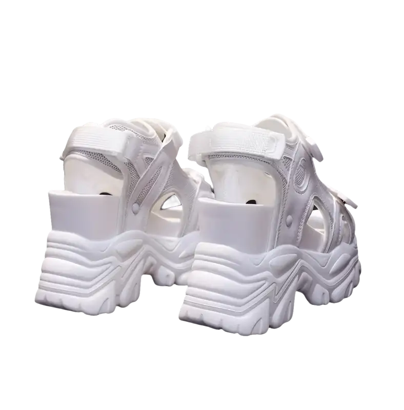 White platform sandals.