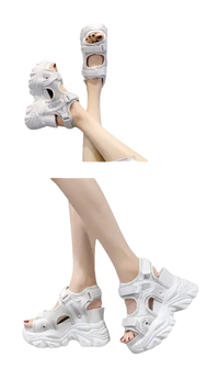 White platform sandals.