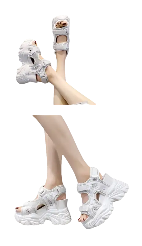 White platform sandals.